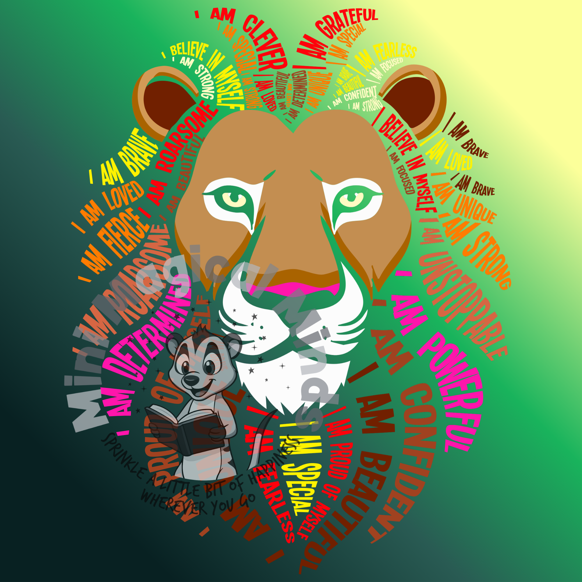 Lion Positive Affirmation Image. PDF Files.