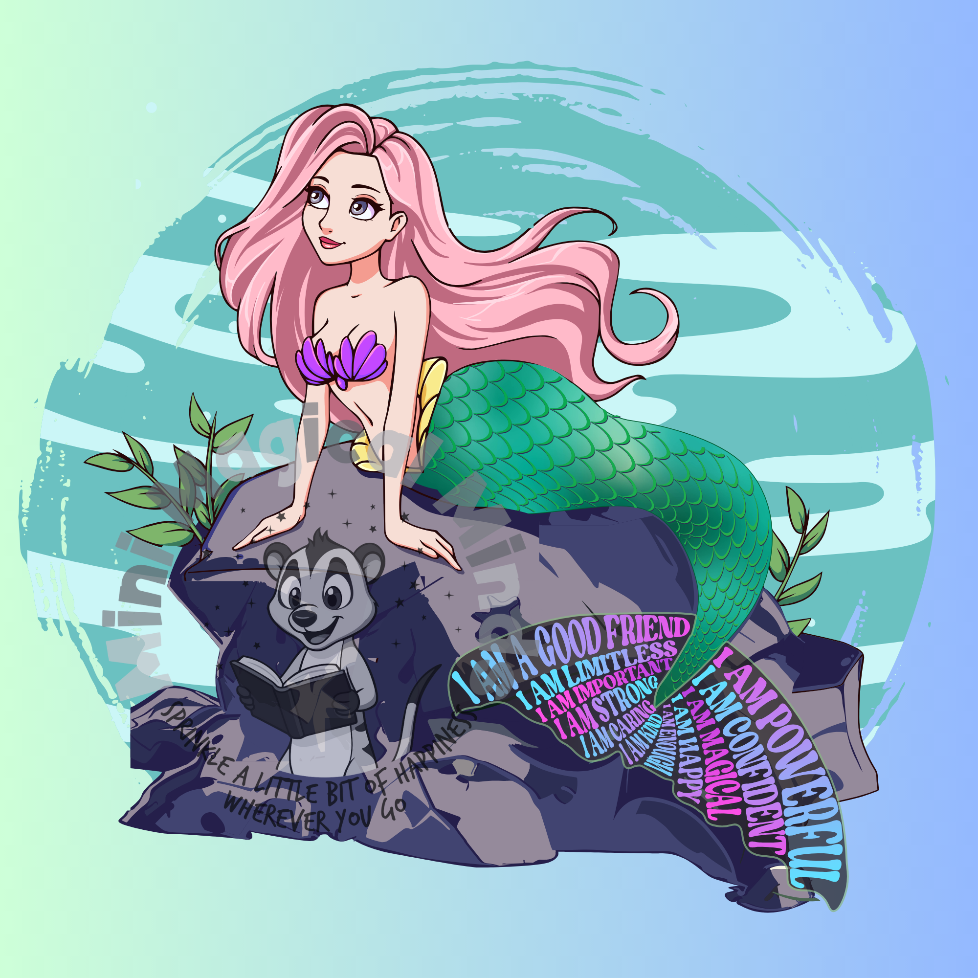 Mermaid Positive Affirmation Image. PDF Files.