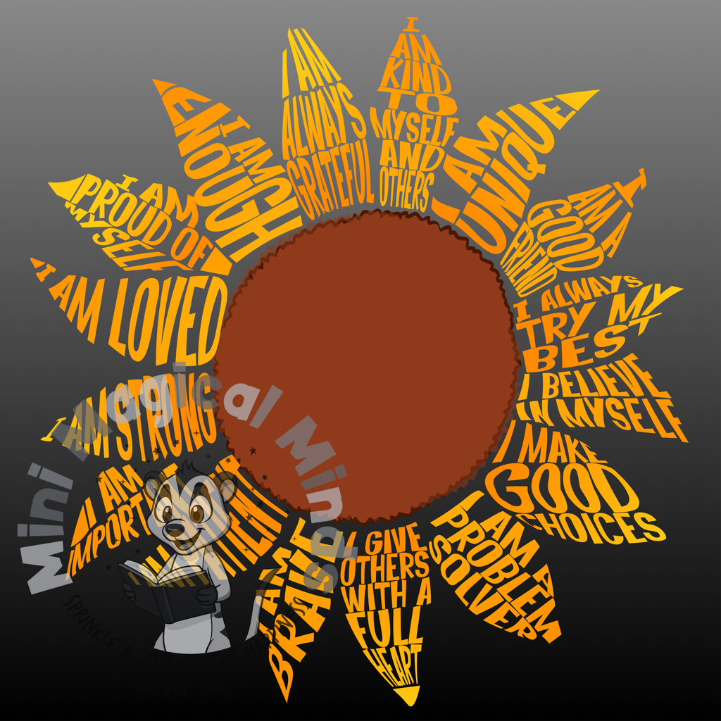 Sunflower Positive Affirmation Image. PDF Print.