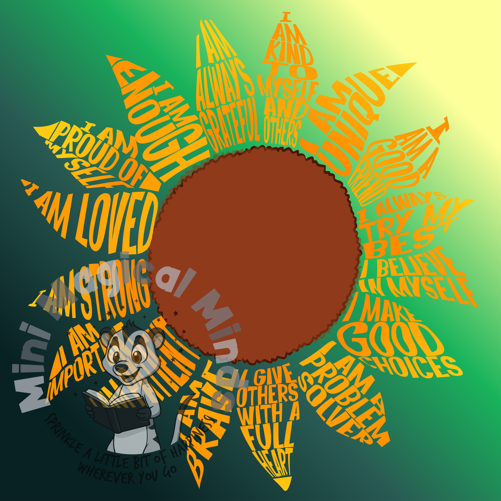 Sunflower Positive Affirmation Image. PDF Print.