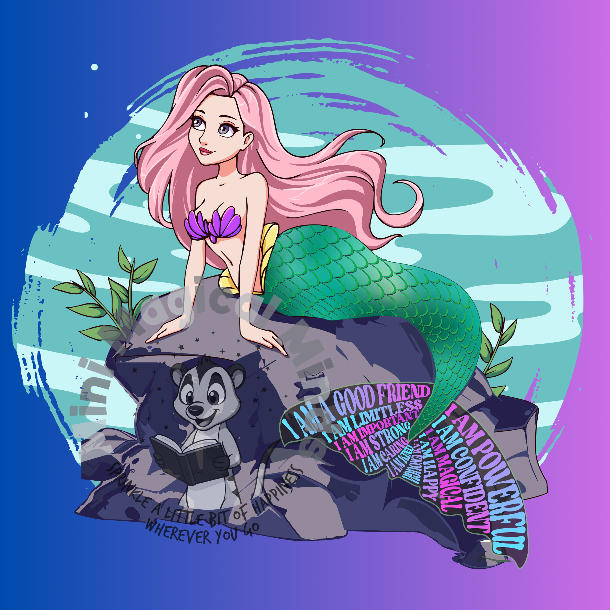Mermaid Positive Affirmation Image. PDF Files.