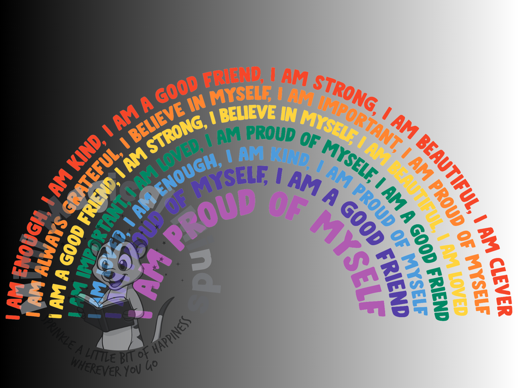Rainbow Positive Affirmations Image. PDF Files.
