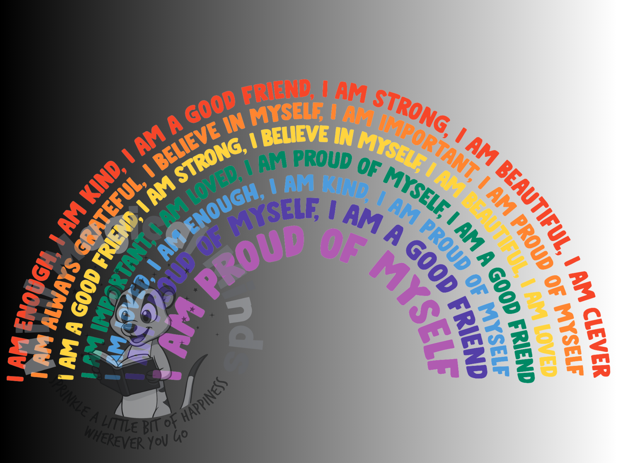Rainbow Positive Affirmations Image. PDF Files.