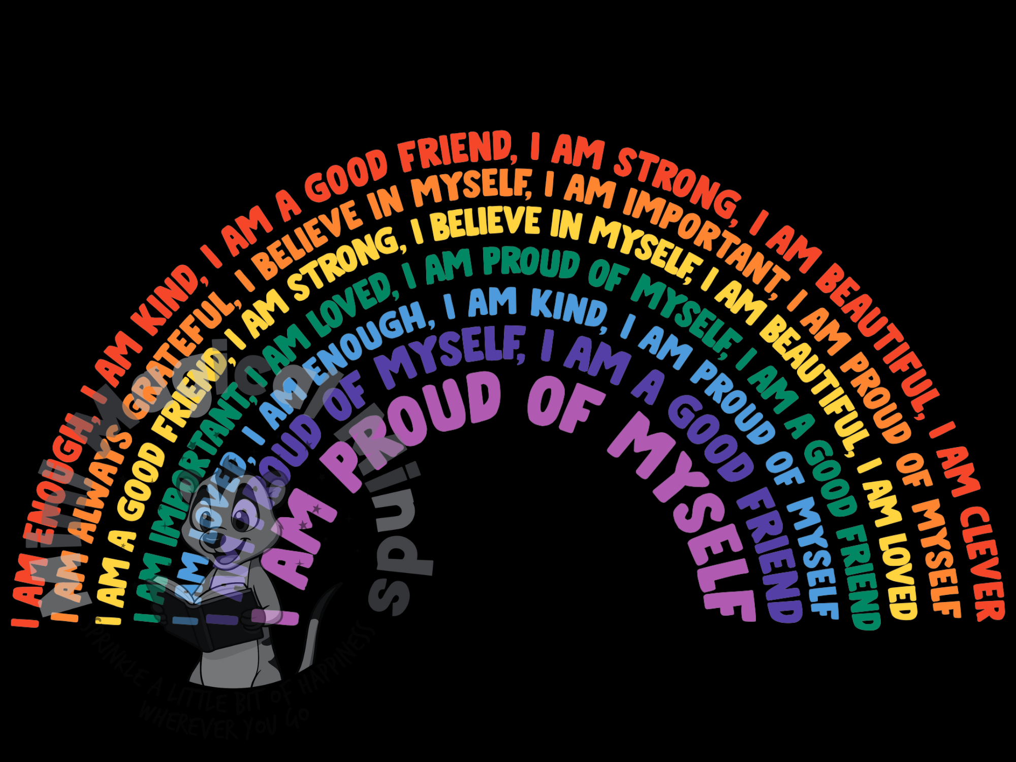 Rainbow Positive Affirmations Image. PDF Files.