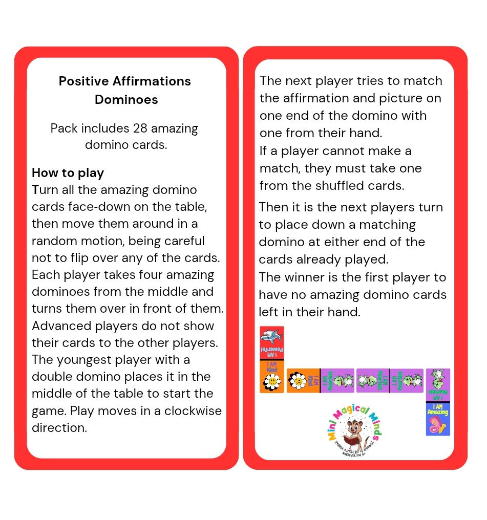 DOMINOES. Card Game with Affirmations.