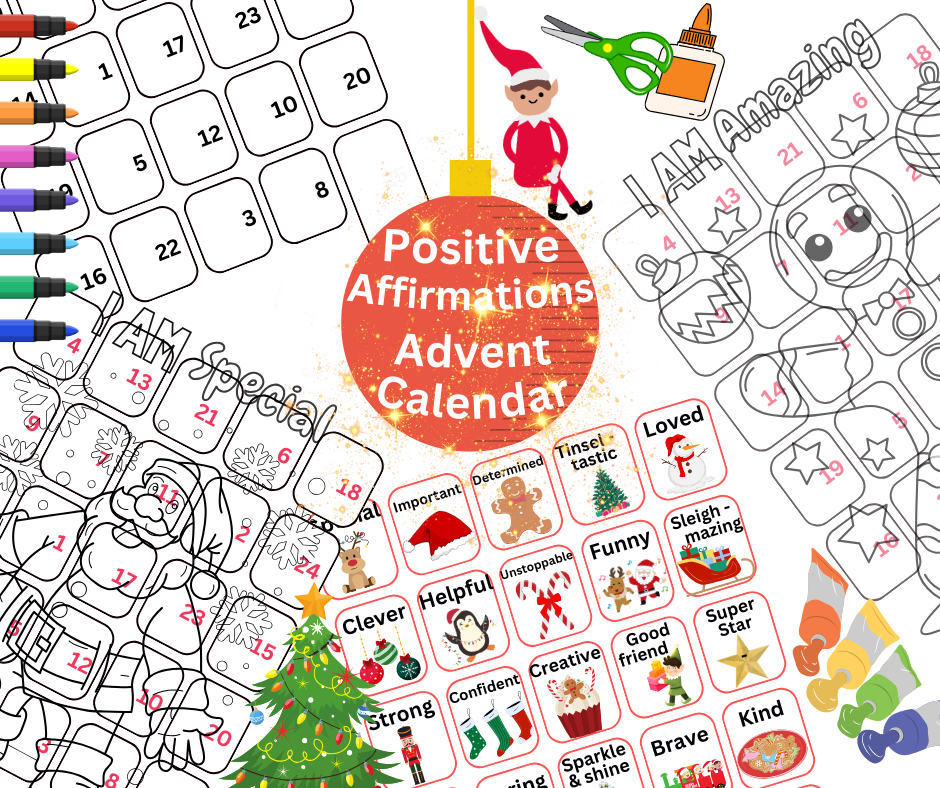 Christmas. Advent Calendar. Positive Affirmations. PDF Files.