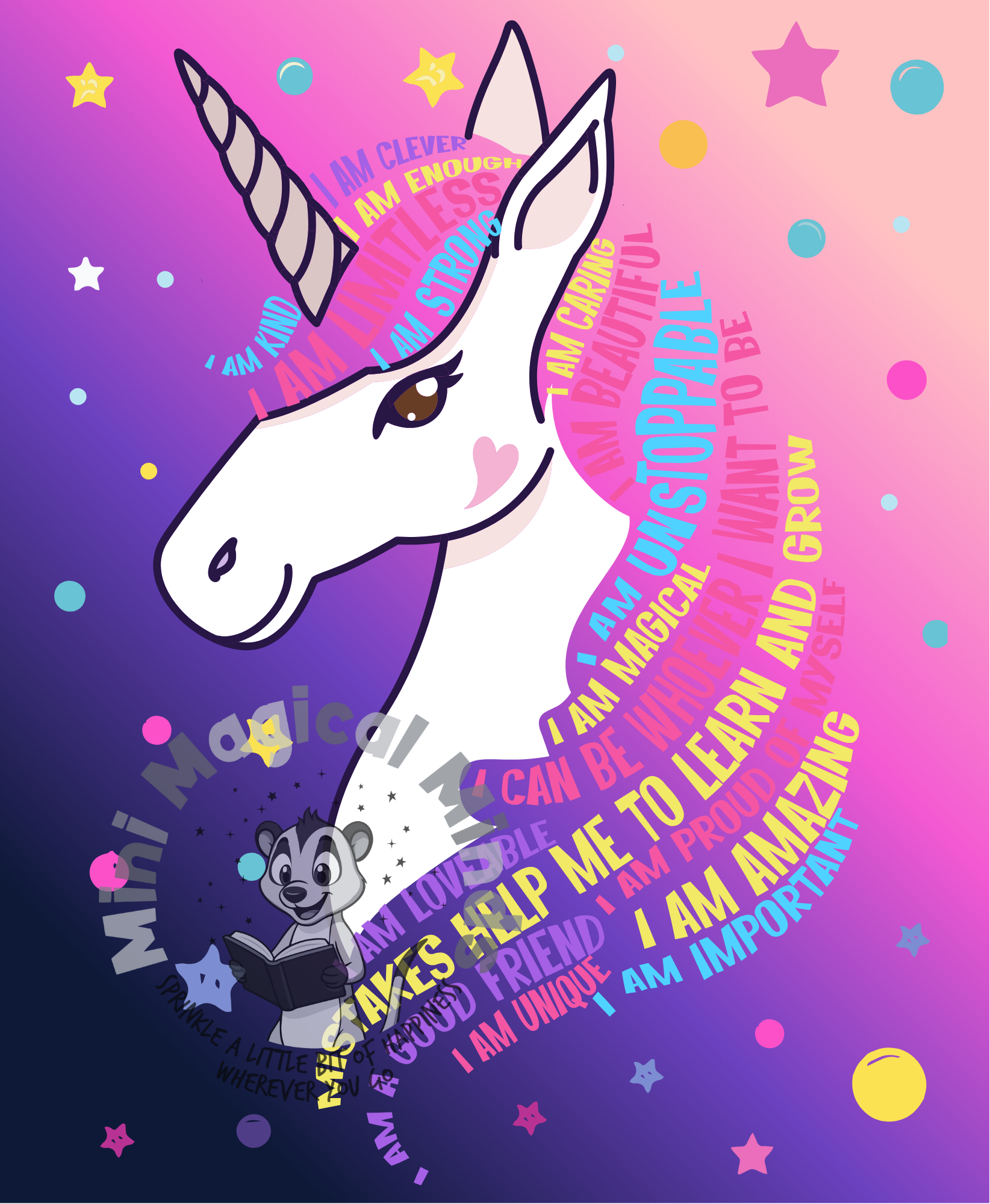 Unicorn Positive Affirmation Image. PDF Files.