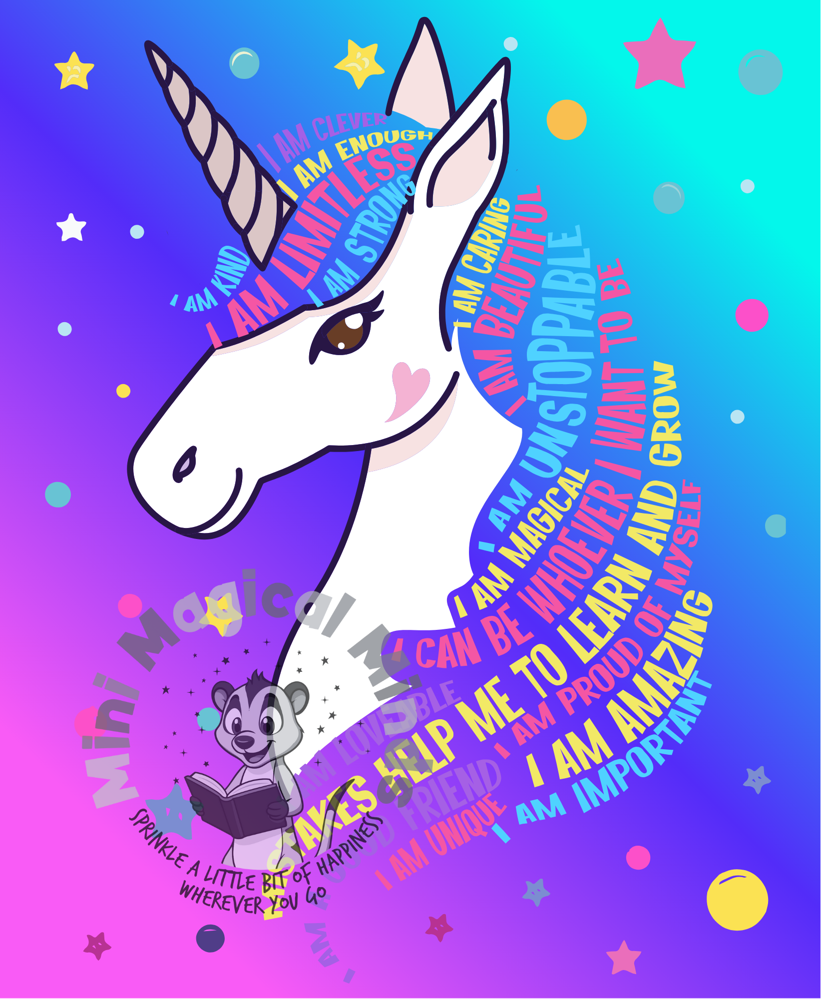 Unicorn Positive Affirmation Image. PDF Files.